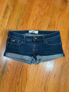 Hollister Dark Blue Rolled-Hem Denim Shorts